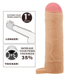 FUNDA EXTENSION PARA EL PENE TACTO REAL +2,5cm