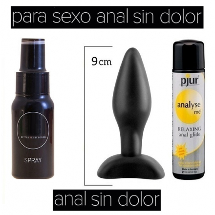 PACK ESPECIAL ANAL -Relajante dilatador anal, LUBRICANTE ANAL 30ml y plug anal silicona médica.