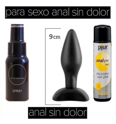 PACK ESPECIAL ANAL Relajante dilatador anal,LUBRICANTE ANAL y plug anal MINI INICIACION DE silicona médica.