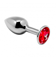 ELEGANTE JOYA PLUG ANAL METAL CON CRISTAL ROJO 3,4 DE DIAMETRO