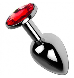 ELEGANTE JOYA PLUG ANAL METAL CON CRISTAL ROJO 3,4 DE DIAMETRO